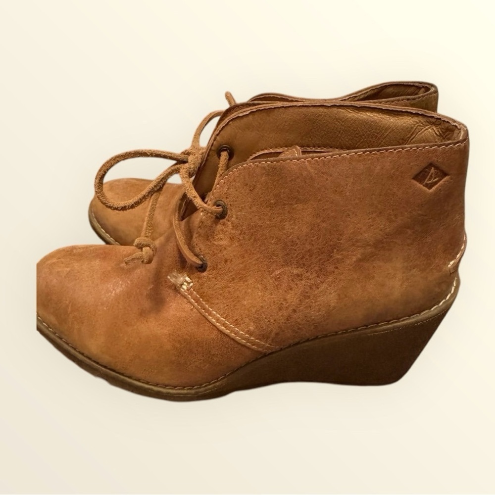 Sperry Boots Womens  Celeste Prow Ankle Booties Brown Leather
Wedge size 7